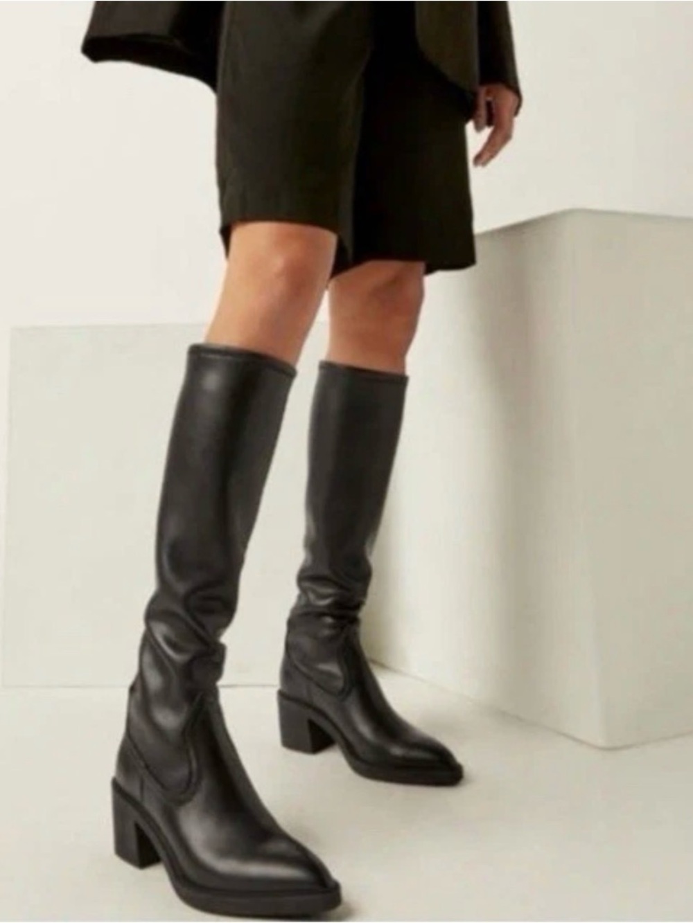La Canadienne Paton Knee High Black Leather Boots Size 36.5